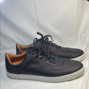 Men's Dark Blue Leather Sneakers